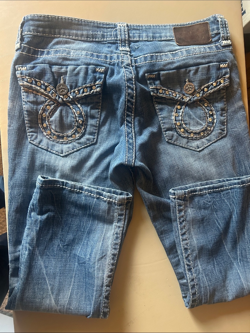 Big Star Embellished Pocket Ankle Jeans - Blue